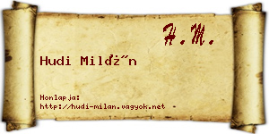 Hudi Milán névjegykártya